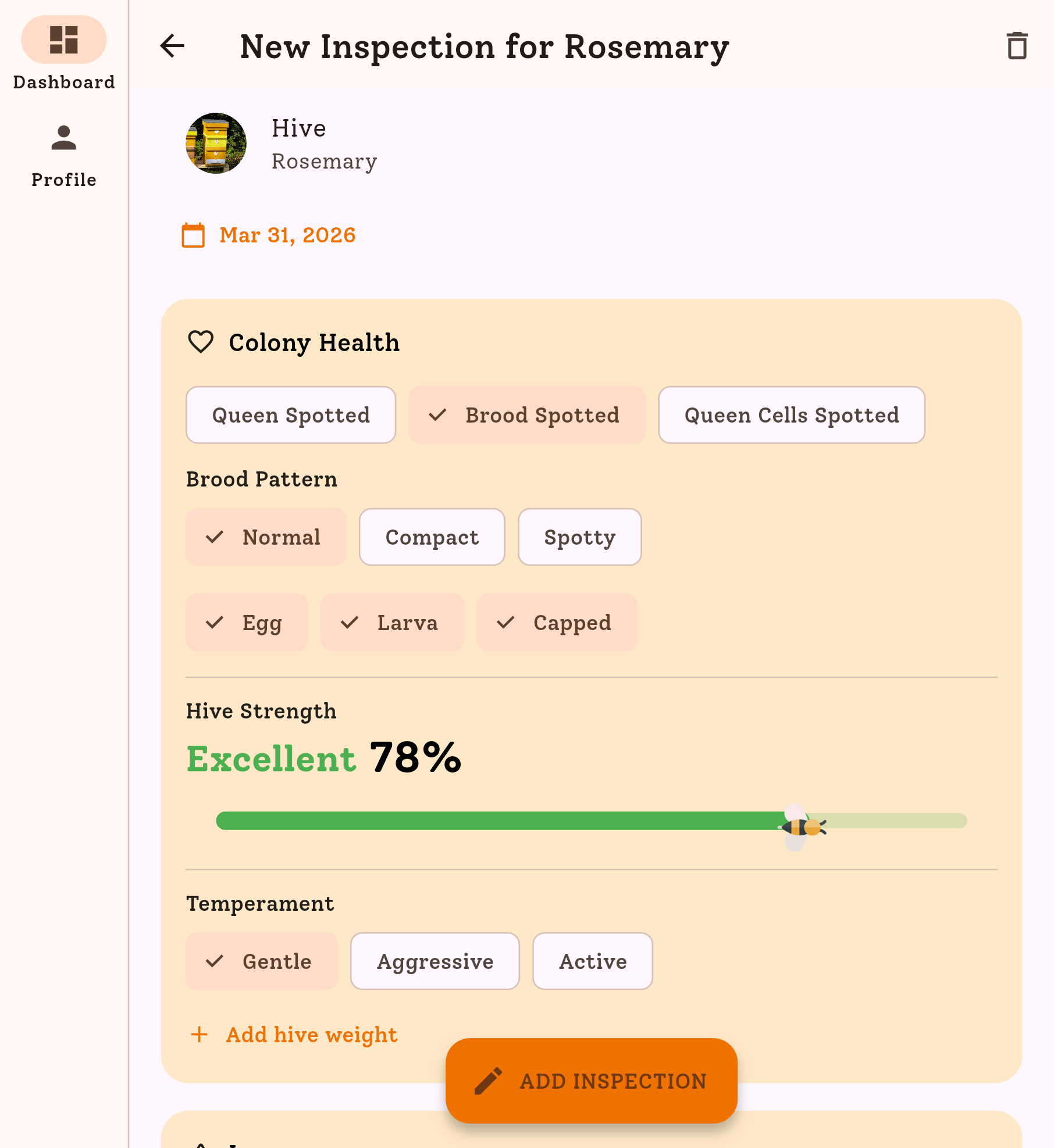 HiveBloom inspection form